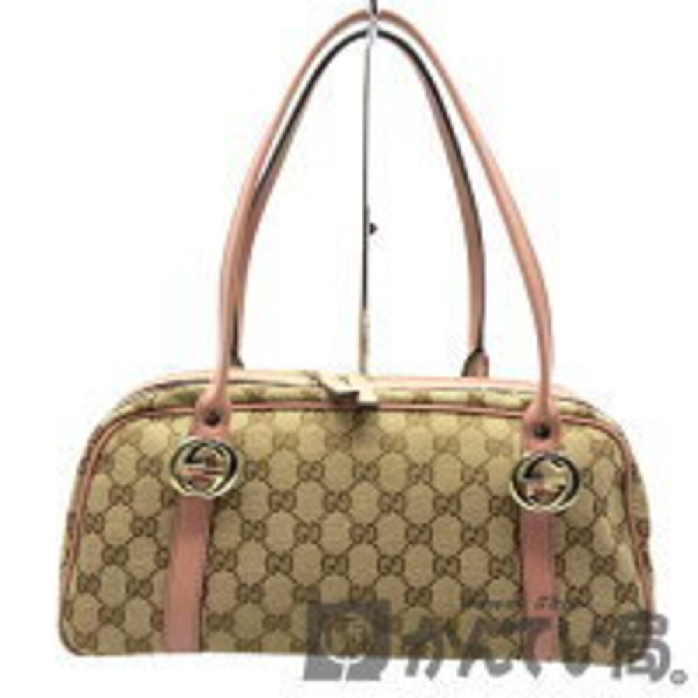 GUCCI GG Canvas Twins Shoulder Bag Boston Pink